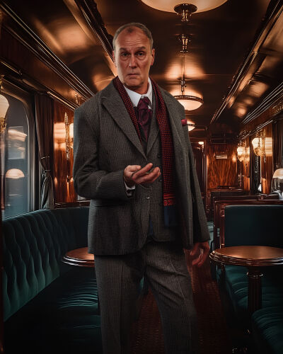  Monsieur Bouc “is a dedicated professional, a great handler of the clients, the wealthy clients who travel the train,” says actor Kerry Milliron, who portrays the character. 