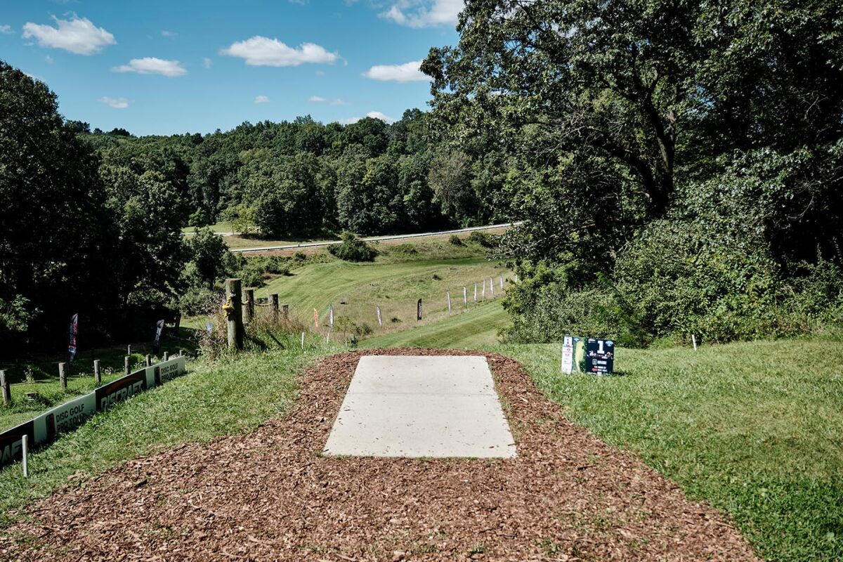  The first hole is prepared for competition at Kensington Metropark before a 2024 tournament. 