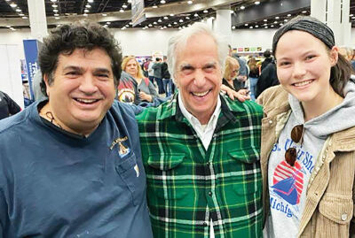  Rubello, left, and his daughter Sasha, right, had a blast when they met actor Henry Winkler, center, a few years ago. 