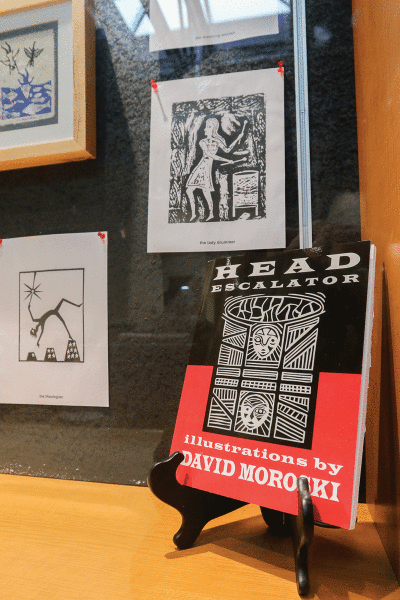     Exhibits include a collection of illustrations by David Moroski. 