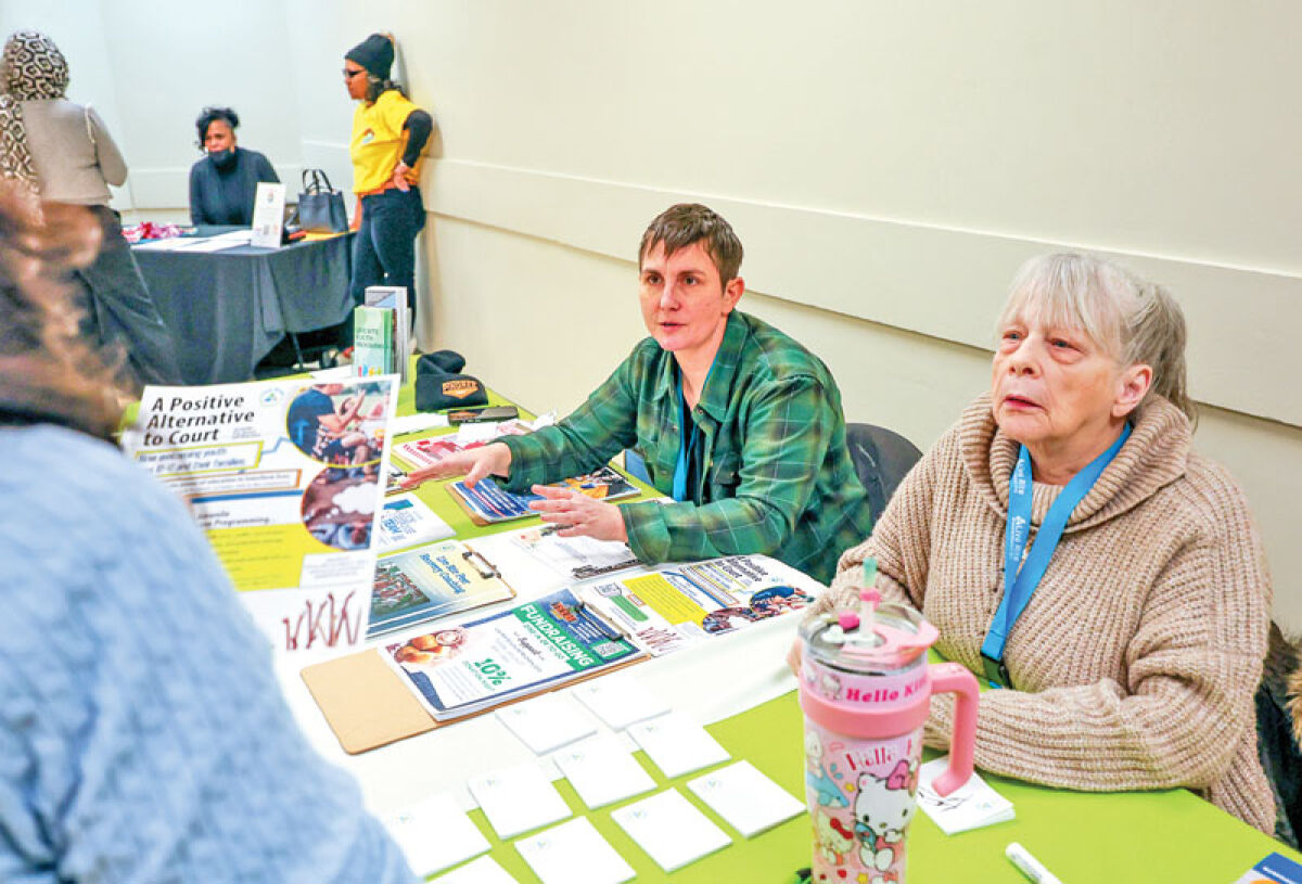  Jordan McIlroy, director of Outreach with Live Rite Recovery Center in Roseville, left, and Carol Fellinger, of the outreach program, provide information about the various programs at the center. 