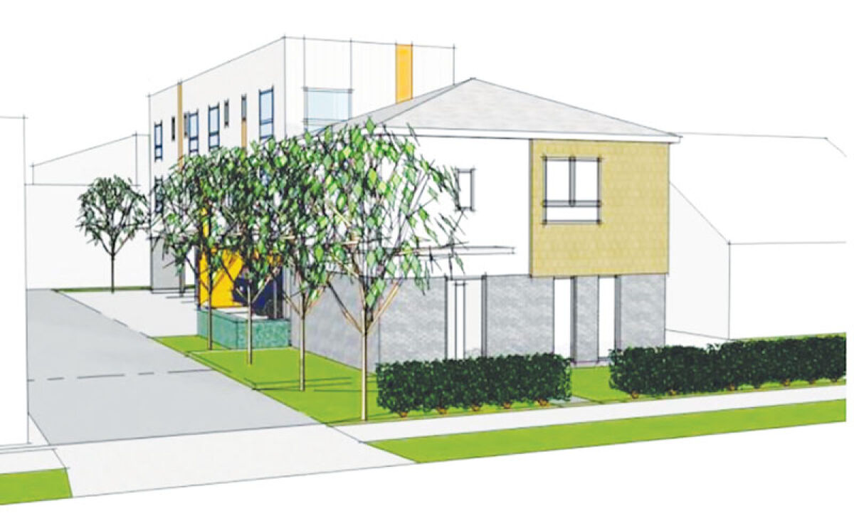  A rendering shows the two buildings proposed for the site at 111 North Alexander Ave. 