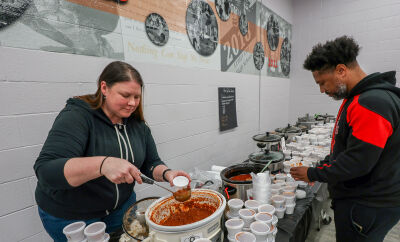  Center Line High School Athletic Director Ajani Ali, right, was the first-place winner in the Center Line Moms and Dads’ Club held on Jan. 24. In second place was Moms and Dads’ Club Secretary Stacey Masch, left.  