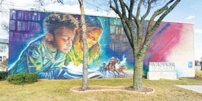  One mural, at the Hazel Park District Library, nods to the city’s history of horse racing with a tribute to the former Hazel Park Raceway that once stood at 10 Mile and Dequindre roads. 