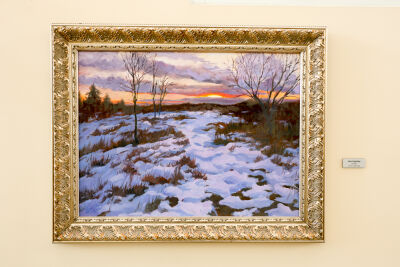  “Finale” depicts a winter sunset at Heritage Park. The piece by John Nagridge uses oil and brushes on canvas.  