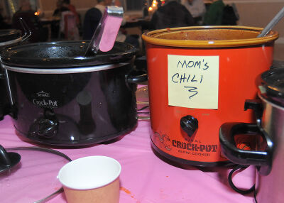  Crock-Pots hold homemade chili at the Lathrup Village Police Department’s chili dinner on Feb. 12. 
