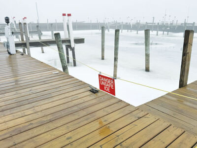  The Huron Pointe Yacht Club is currently surrounded by ice, but the muck is still present during the winter.   