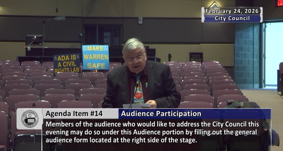  Wesley Arnold, 83, of Warren, said he was visited by United States Secret Service agents Feb. 25 who searched his home and asked questions after remarks he made at the Warren City Council meeting.  