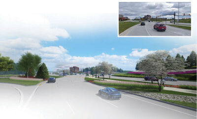  The Troy Downtown Development Authority plans to revitalize the Big Beaver corridor through new landscaping efforts similar to concept art produced by OHM Advisors, pictured. 