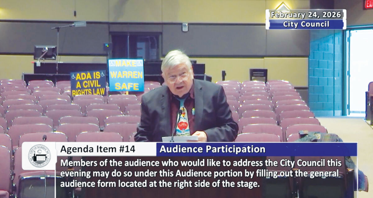  Wesley Arnold, 83, of Warren, said he was visited by United States Secret Service agents Feb. 25 who searched his home and asked questions after remarks he made at the Warren City Council meeting. Warren police later said no charges will be filed.  