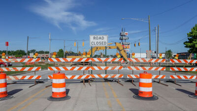  Masonic Boulevard remains closed at Gratiot Avenue in Roseville. The intersection is expected to reopen June 29. 