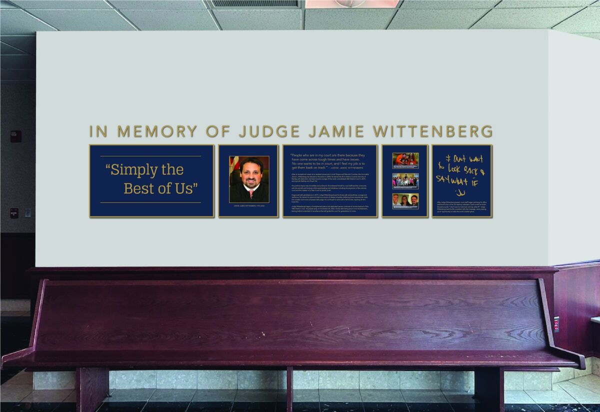  The 44th District Court announced this month that a wall will memorialize the late Judge Jamie Wittenberg. 