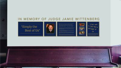  The 44th District Court announced this month that a wall will memorialize the late Judge Jamie Wittenberg. 