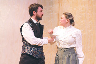  James Lowry and Isrow rehearse a scene. 