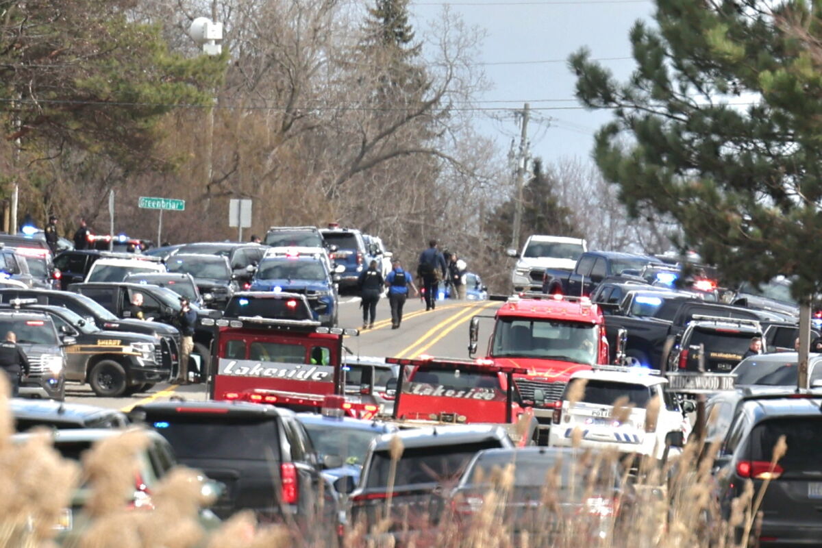  Many law enforcement agencies responded to an active situation at Temple Israel in West Bloomfield shortly before 1 p.m. on March 12. Vehicles assembled on Walnut Lake Road east of Drake Road and the temple.  