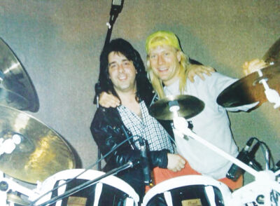  In 1991, drummers Brian Pastoria, left, and Gregg Bissonette, right, hung out in Bissonette’s garage in Woodland Hills, California. Bissonette is among those in the music community remembering Pastoria, who died March 18. “He was a great friend and wonderful drummer,” Bissonette said. 