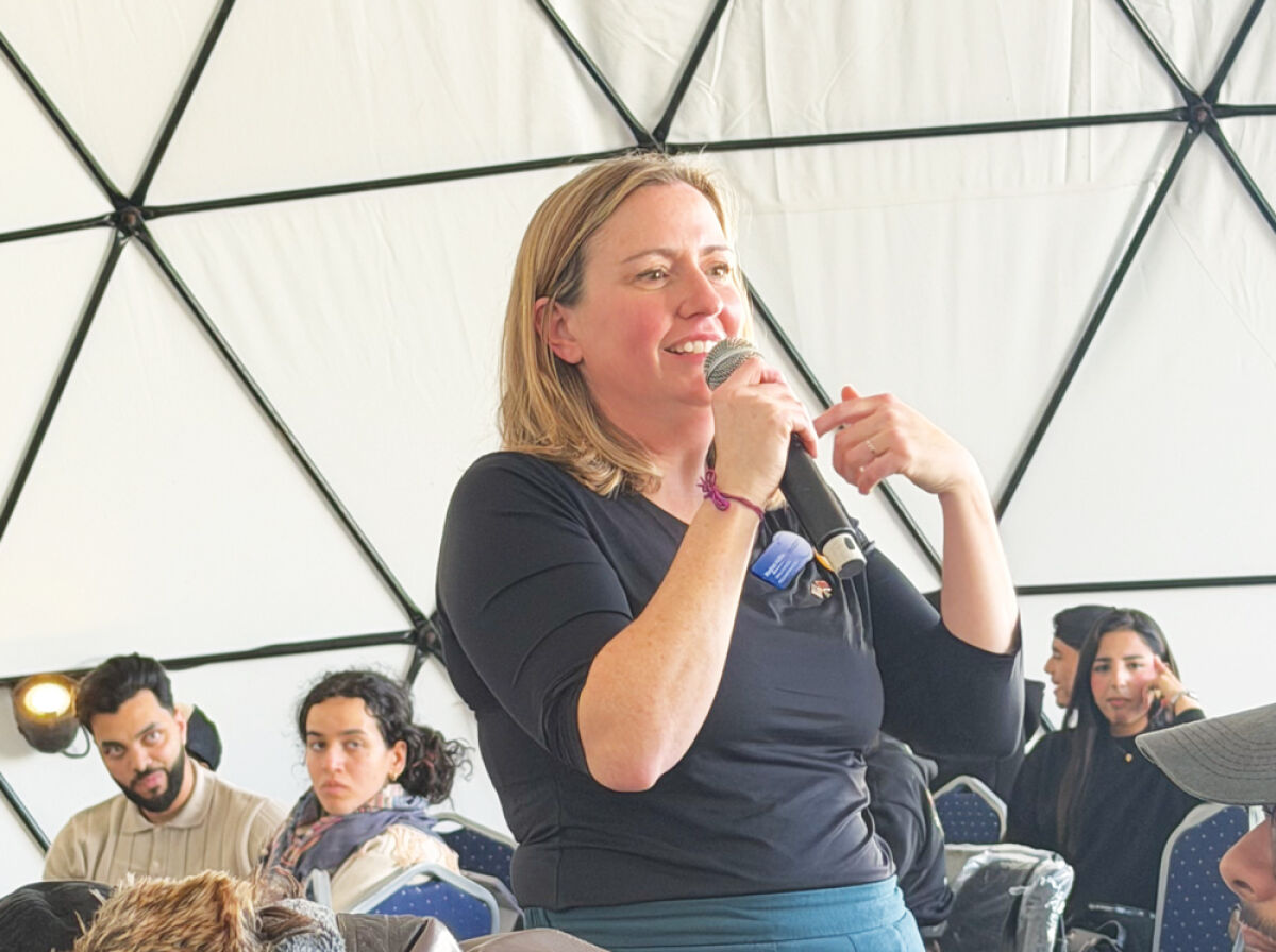  Meghan Hubbs, small business programs manager for Sterling Heights-based Velocity, gives a presen 