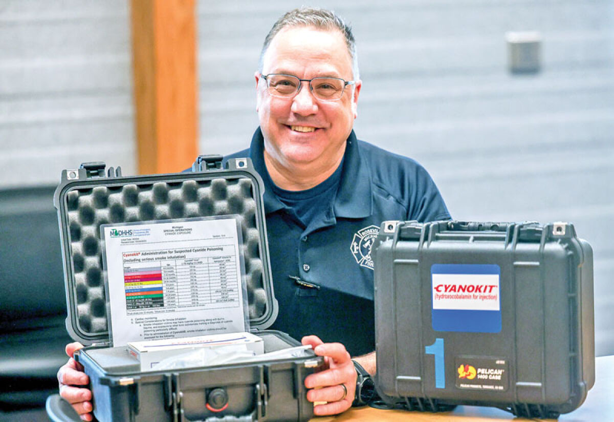  The Roseville Fire Department has purchased two Cyanokits, which provide lifesaving medicine to victims who might have ingested cyanide during a fire. Roseville Fire Capt. Joel Britt said all the members of the department have been trained to use the medicine, which is administered before a patient is brought to the hospital or while en route. 