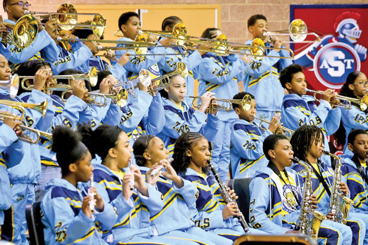  The Levey Middle School Marching Band performs at the Southfield Public Schools State of the District address on March 12. 