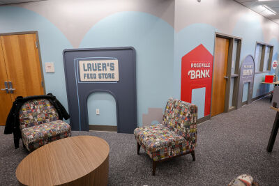  The renovated library is an open space full of gathering areas, reading materials and touches of Roseville history spread throughout.  