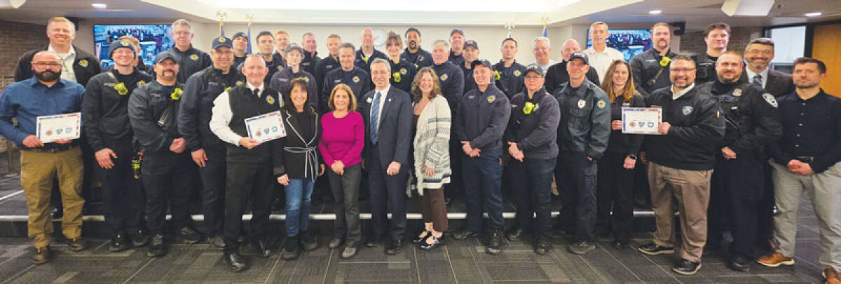 First responders and members of the township’s water and sewer division were recognized by the West Bloomfield Board of Trustees March 23 for their efforts during the March 12 incident at Temple Israel. 