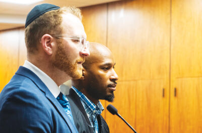  Earl Raynard Anderson Jr., right, stands next to his defense attorney, Brent Jaffe, during his sentencing hearing March 25 in Macomb County Circuit Court. 