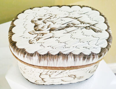  A quillwork box created by Yvonne Walker Keshick using porcupine quills.  