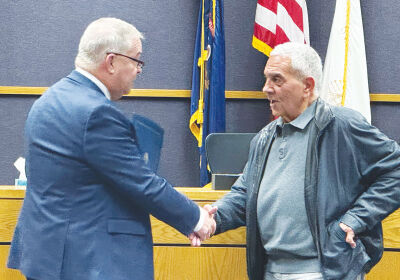  At the St. Clair Shores City Council meeting on March 16, Mayor Kip Walby presented a proclamation to Nahra to celebrate Lakeland Manor’s 50th anniversary.  