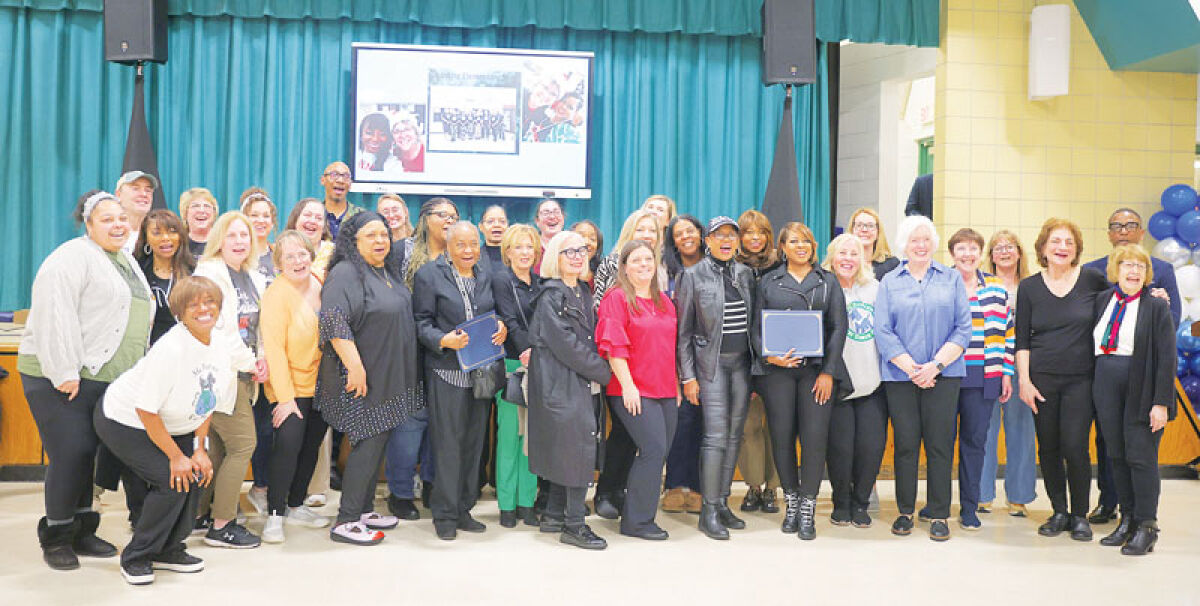  Past and present staff of McIntyre Elementary School at a legacy celebration for the building on March 26. Southfield Public Schools has plans to repurpose the school as a community center as part of its 2022 Capital Bond. 