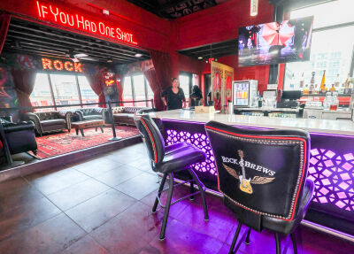  The new Rock & Brews features three levels, including restaurant, drinks, live music, lounging areas and bars.  