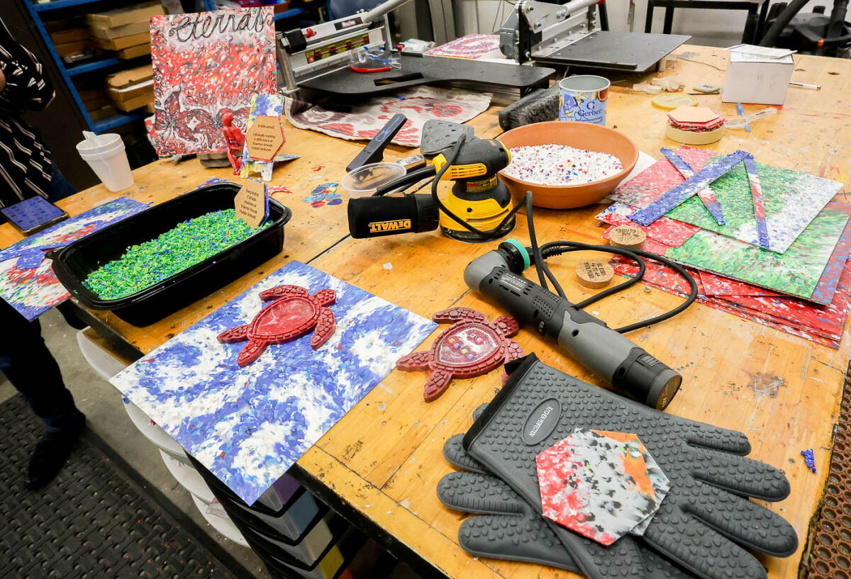  Students in the Make It Work program created several items out of recycled plastic bottles, including stained glass and drink coasters. 