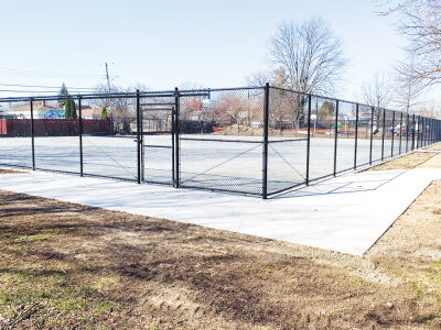  Construction on new tennis and pickleball courts at Memorial Park is nearing completion. 