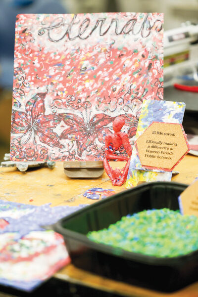  Students in the Make It Work program created several items out of recycled plastic bottles, including stained glass and drink coasters. 