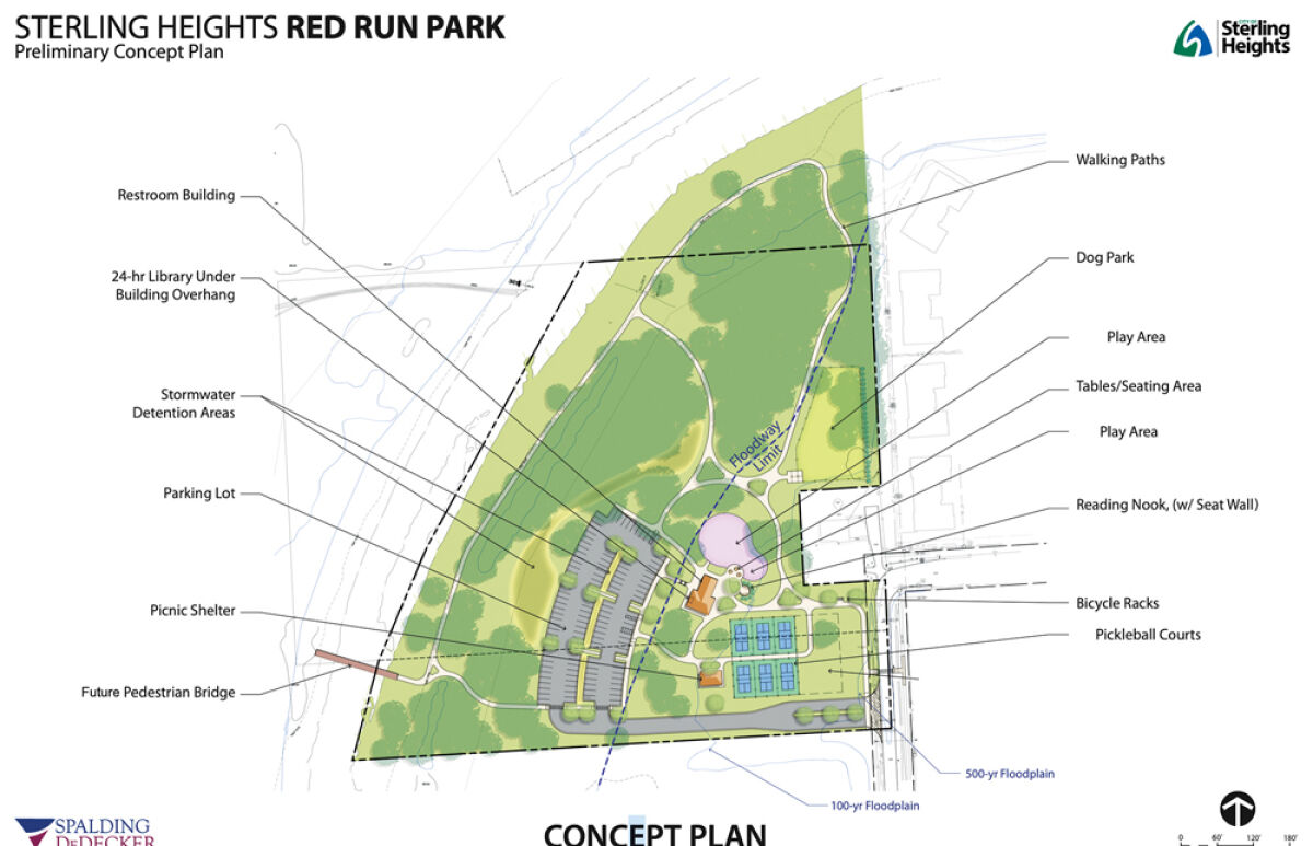  This rendering illustrates development plans for Red Run Park in Sterling Heights. 