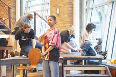  Heiress Brame sings a  number from “Hadestown” at a recent rehearsal. 