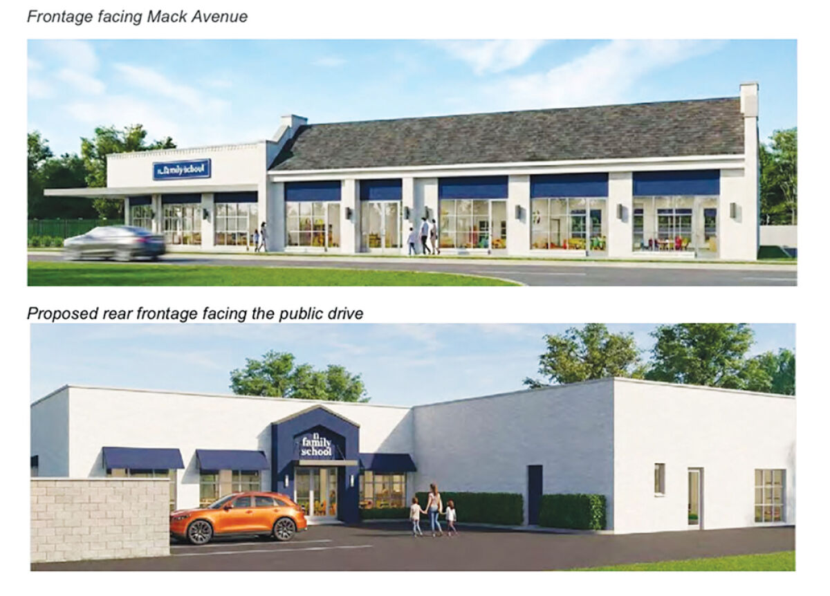  This rendering shows what a proposed early child care center in the former Joann fabric and crafts store on Mack Avenue in Grosse Pointe Farms might look like. 