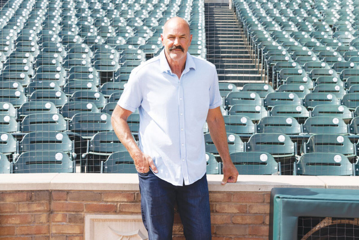  Detroit Tigers great Kirk Gibson stands behind home plate at Comerica Park. 