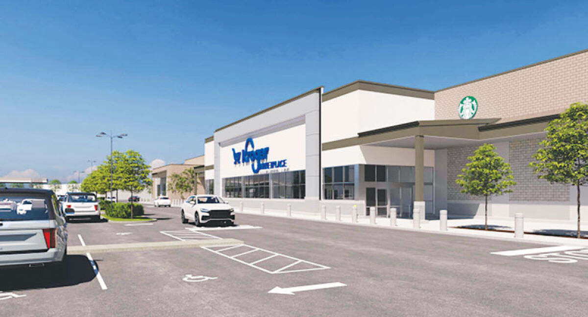  This rendering by Krieger Klatt Architects shows the front view of the proposed Kroger building. 