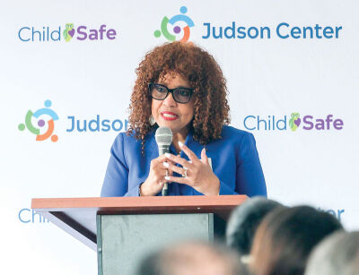  Lenora Hardy-Foster, president and CEO of the Judson Center, speaks during the April 6 groundbreaking event at the center’s Royal Oak campus. 