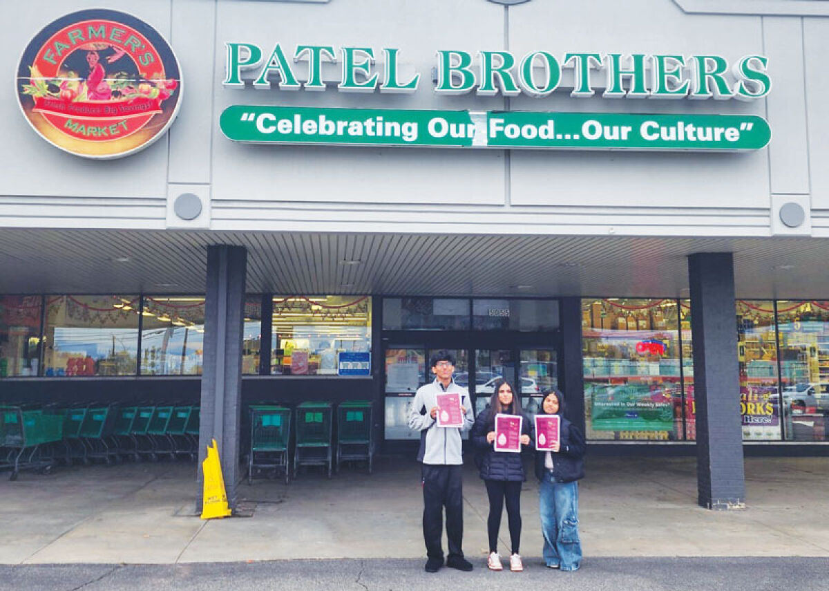  Athens High students Rebekah Samuel, Atharv Rao and Kavya Shenoy have been raising anemia awareness at locations around Troy, including at Patel Brothers, 5055 Rochester Road. 