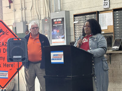  Road Commission for Oakland County Managing Director Dennis Kolar and Roshanda Jones speak at a press conference for National Work Zone Awareness Week on April 22 in Southfield.  