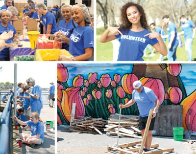  Volunteers work on Community Impact Day projects in other communities across the state during past events. 