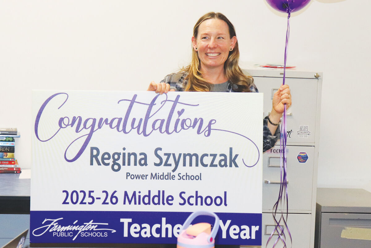  Farmington Public Schools’ Middle School Teacher of the Year is Regina “Gina” Szymczak,  sixth grade math teacher at Power Middle School.  