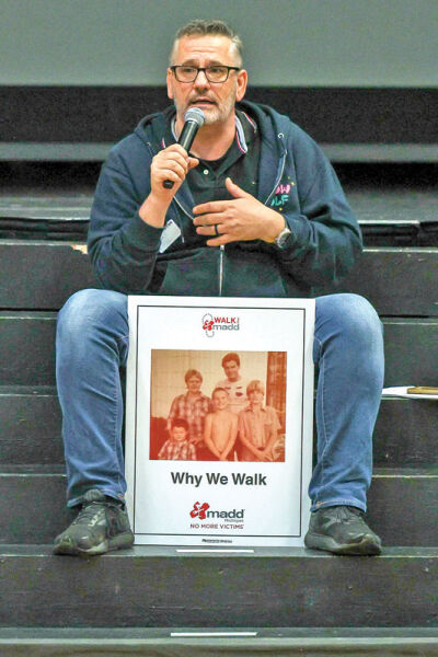  Jason Waldron speaks about the impact of drunken driving. Waldron lost his father, stepmother, and two brothers in a crash caused by a drunken driver. 