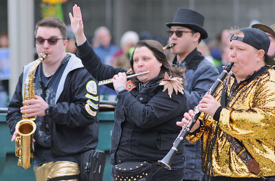  The Detroit Party Marching Band starts the Earth Day march in downtown Royal Oak.  