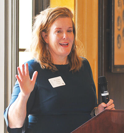  Grosse Pointe Public School System Superintendent Andrea Tuttle talks about excellence in  education during the luncheon. 