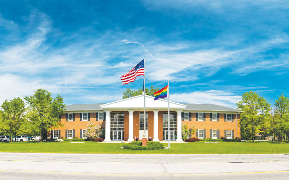  This rendering shows what the auxiliary flagpole could look like in front of Lathrup Village City Hall. 