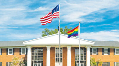  This rendering shows what the auxiliary flagpole could look like in front of Lathrup Village City Hall. 