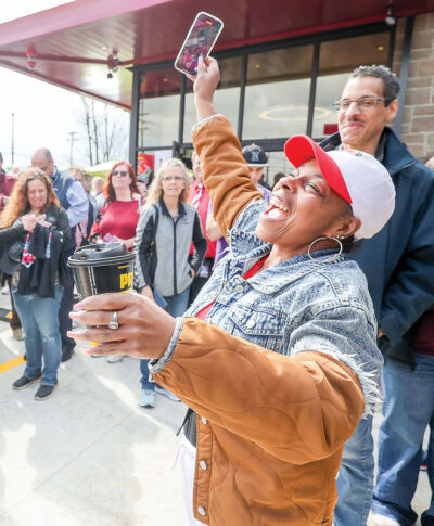  Eliska Ransom, of Walled Lake, rejoices as she realizes she won $2,500 in Sheetz gift cards. 