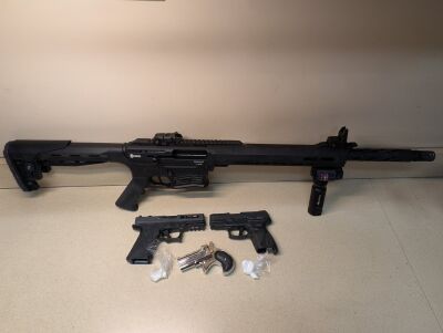  Shelby Township police said they seized weapons, ammunition and cocaine at a home in Roseville. 